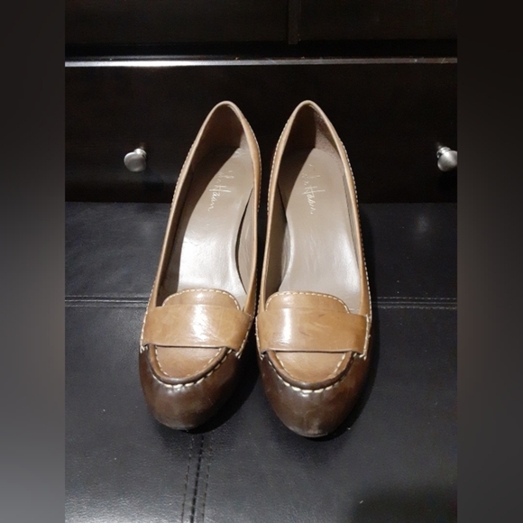 Cole Hann Nike  Womens Leather Upper Highheel Block Pump Brown Tan Size 9B - Picture 2 of 13